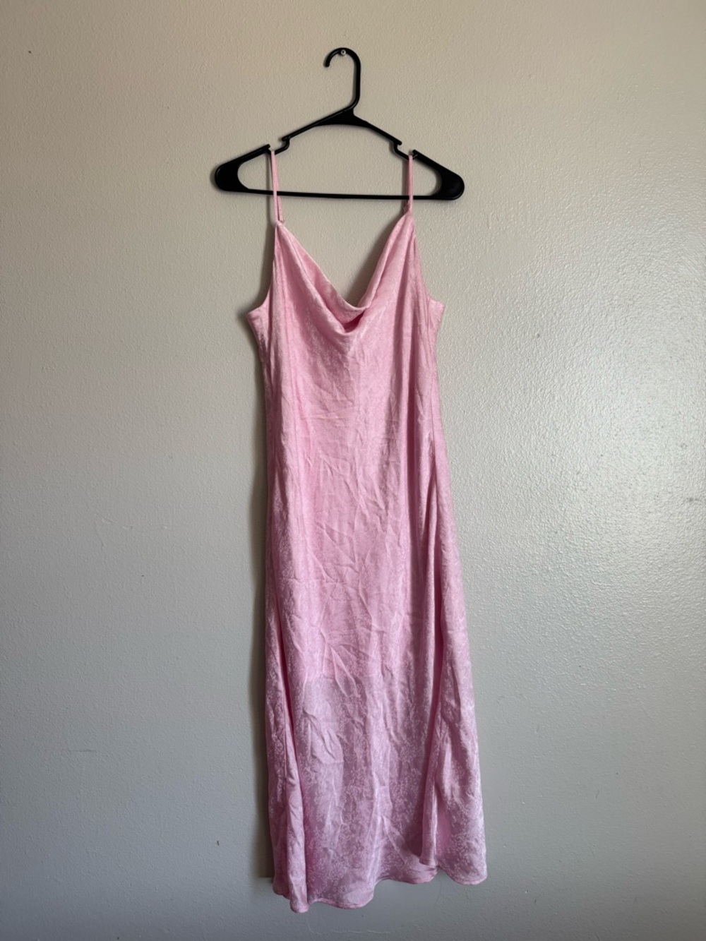 Altar’d State Soft Pink Slip Midi Dress with Cowl Neck